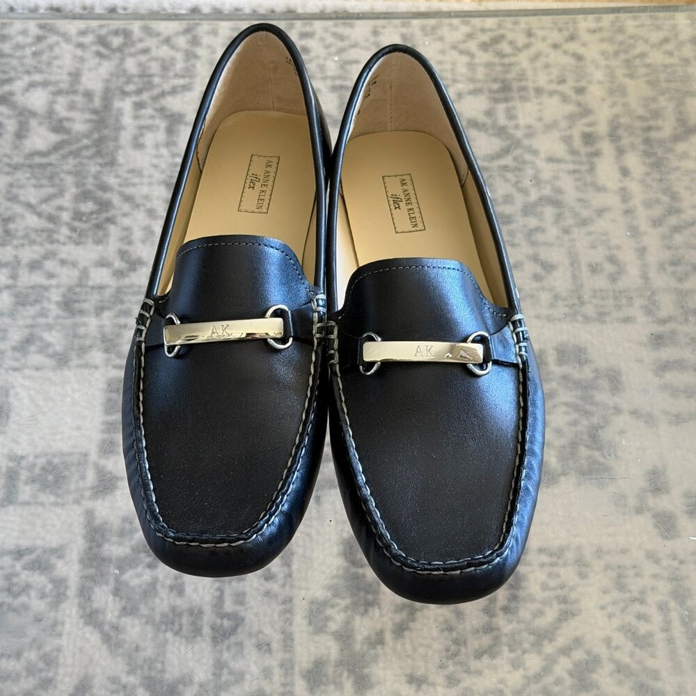 AK Anne Klein iFlex Black Leather Loafers 10M